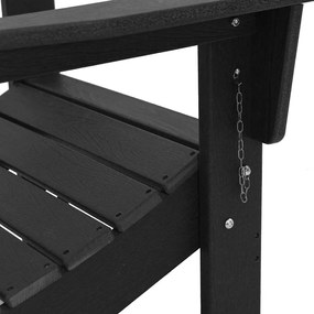 Cadeira Adirondack Dobrável Preta 74.5x80.5x90 cm HDPE