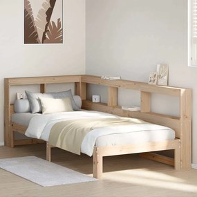 vidaXL Cama com estante sem colchão 90x200 cm pinho maciço