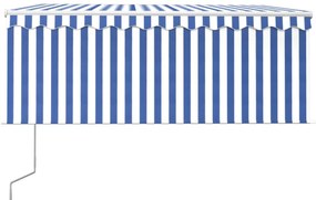 Toldo retrátil automático com estore 3x2,5 m azul e branco