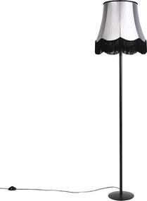 Candeeiro de pé retro preto com cúpula preta e cinzenta 45 cm - Simplo