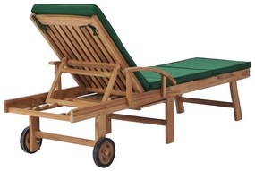 Espreguiçadeiras c/ almofadões 2 pcs madeira teca maciça verde