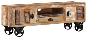 vidaXL Móvel de TV com rodas 110x30x37 cm madeira recuperada maciça