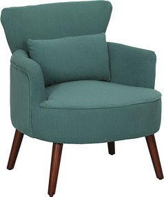 HOMCOM Cadeira com apoios de braço moderna, cadeira de destaque estofada com almofada lombar, pernas em madeira de seringueira, Verde escuro | Aosom Portugal