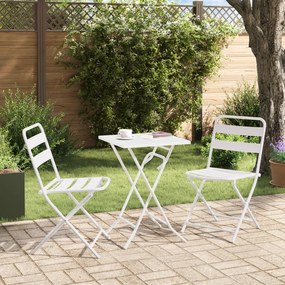 Conjunto Bistro Dobrável 3 Peças Branco Aço