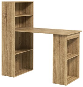 HOMCOM Secretária de Computador com Estante de Arrumação Secretária de canto estante adjacente Multi-arrumações Carvalho | Aosom Portugal