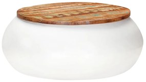 vidaXL Mesa de centro 68x68x30 cm madeira recuperada maciça branco