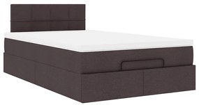 Estrutura de cama otomana com colchão 120x190cm castanho escuro
