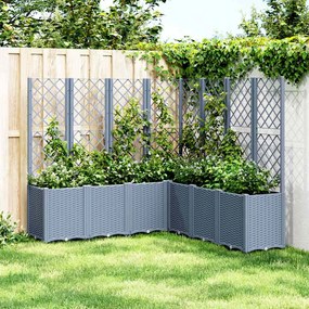 Vaso/floreira de jardim c/ treliça 160x160x140 cm PP cinzento azul