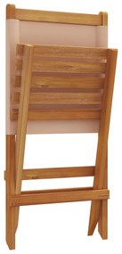 Cadeiras jardim dobráveis 8pcs tecido/madeira cinza-acastanhado