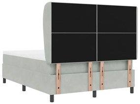 Cama Box com Colchão vidaXL - Cinzento-claro, 140x190 cm, Veludo