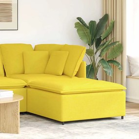 vidaXL Sofá Modular Pufe Módulo Amarelo Claro 100x100x48 cm