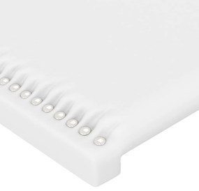 Cabeceira de cama c/ LED couro artificial 80x5x78/88 cm branco