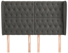 Cabeceira cama c/ abas veludo 147x23x118/128 cm cinzento-escuro