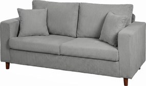 HOMCOM Sofá de 2 Lugares em Bombazina com Assento Largo e Profundo e Pés de Madeira 170x80x82 cm Cinzento-claro | Aosom Portugal