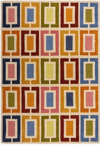 Tapete de lã tufado à mão com relevo Retro Blocks