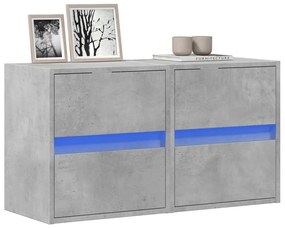 Móveis de parede para TV com luzes LED 2 pcs cinzento cimento