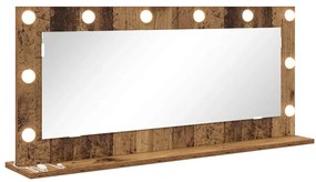 Espelho de Maquiagem com Luzes LED Madeira Antiga 100x45x18 cm