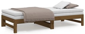 Estrutura sofá-cama de puxar 2x(90x190)cm pinho maciço castanho