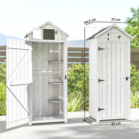 Armário para Ferramentas de Jardim, 77 x 54,2 x 179 cm, 3 Prateleiras e 2 Portas com Trincos, Cinzento-claro