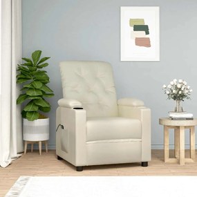 vidaXL Poltrona elevatória couro artificial cor creme