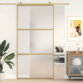 Porta deslizante 102,5x205 cm vidro ESG fosco/alumínio dourado