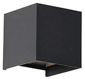 Candeeiro de parede exterior preto com LED 2-luzes IP54 - Edwin