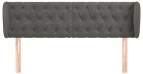 Cabeceira de cama c/ abas veludo 163x23x78/88cm cinzento-escuro