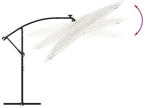 Guarda-sol de jardim com poste de aço 246x246x230 cm branco