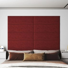 vidaXL Painel parede 12 pcs 90x30 cm tecido 3,24 m² vermelho tinto