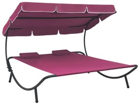 Espreguiçadeira com toldo e almofadas rosa