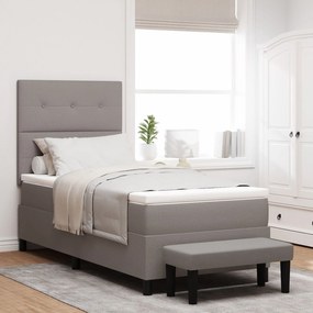 Cama Box Spring com Colchão e Banco Cinza 80x200 cm Tecido
