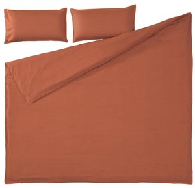 Kave Home - Set Ibelis de lençol, capa edredão e capa almofada 150x190cm algodão orgânico (GOTS) grená