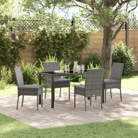 vidaXL Conjunto de Jantar Jardim 5 Peças Cinza Rattan Poliéster