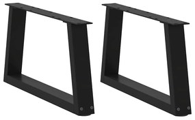 Mesa de jantar pernas 2 pcs forma de V 70x(30-31,3)cm aço preto