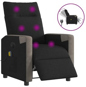 vidaXL Poltrona reclinável de massagens elétrica tecido preto