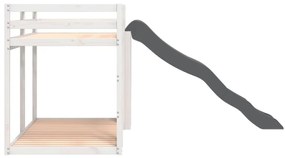Beliche com escorrega e escada 90x200 cm pinho maciço branco
