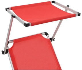 Espreguiçadeiras dobráveis c/ teto 2pcs alum/textilene vermelho