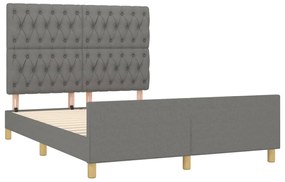 Estrutura de cama sem colchão 140x190 cm tecido cinzento-escuro