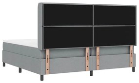 Cama com Estrado e Colchão Cinza Claro 200x200 cm, em tecido.