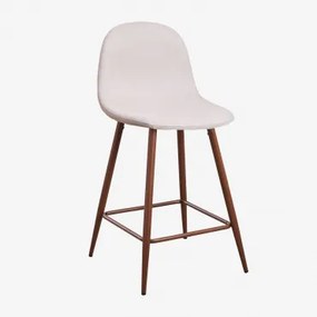 Pacote De 2 Bancos Altos Glamm Beige Creme & ↑65 Cm & Madeira Escura - Sklum