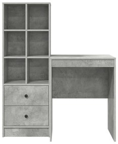 Mesa com Armazenamento Cinza Concreto Madeira Engenheirada