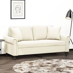 vidaXL Sofá 2 lugares c/ almofadas decorativas 140 cm veludo creme