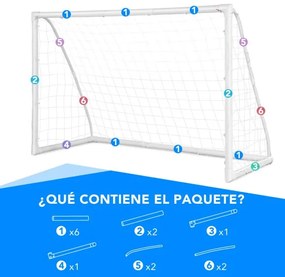 Baliza de futebol portátil para crianças Rede de futebol resistente Estrutura em PVC Montagem rápida 183 x 82 x 120 cm