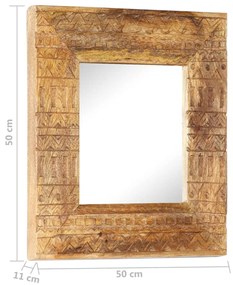 Espelho esculpido à mão 50x50x11 cm madeira de mangueira maciça