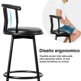 Conjunto de 2 bancos de bar alto de metal 55 x 56 x 102 para cozinha, sala de jantar, cozinha industrial Preto