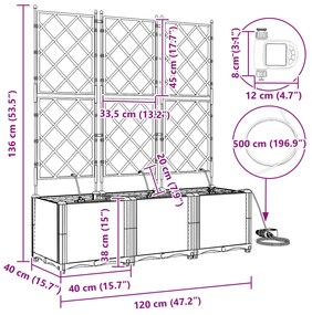 Jardineiras vidaXL com Sistema de Irrigação 3 pcs Cinza