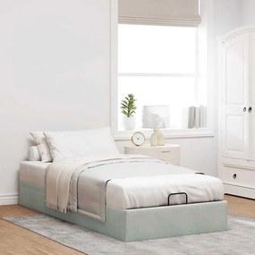 Otomano Bed Frame No Colchão Cinzento Claro 90x190 cm Veludo