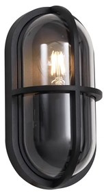 Candeeiro de parede exterior preto oval IP65 - Target Industrial
