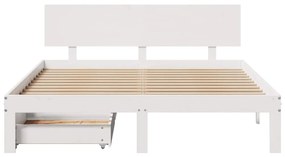 Estrutura de cama com gavetas 120x190 cm pinho maciço branco
