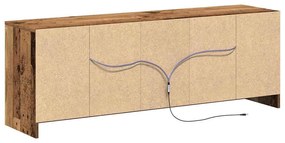 Armário de TV com LED - Madeira Velha, 139,5x34x50 cm, feito de madeir